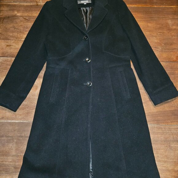 Long Black Pea coat Women's size 12 Kenneth Cole Reaction - Picture 2 of 7